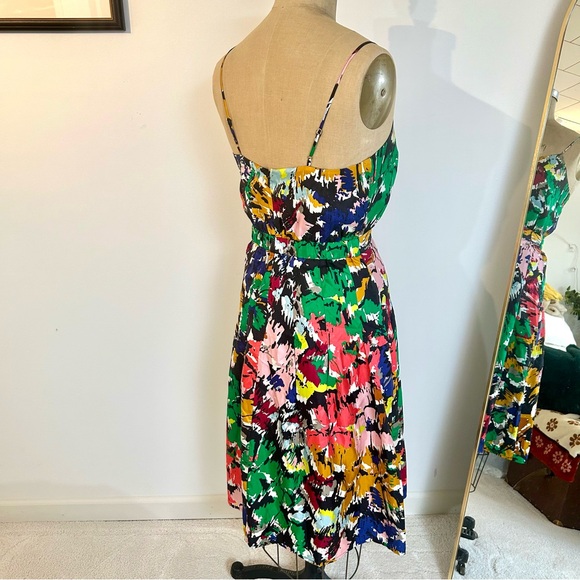 J Crew Women’s Colorful Abstract Silk Midi Dress Sz 4 - Picture 4 of 11